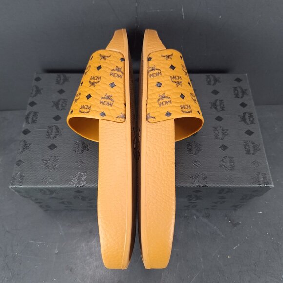 MCM Monogram Logo Print Rubber Slides Sandals Size 40 EU Womens 10 Mens 8 - Picture 9 of 14